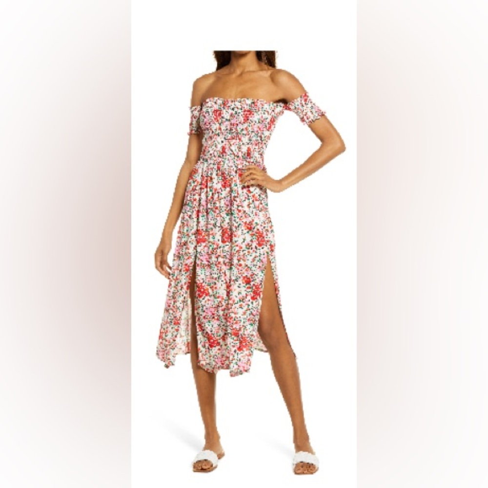 Lulus View from the Meadow Off the Shoulder Dress Size Medium